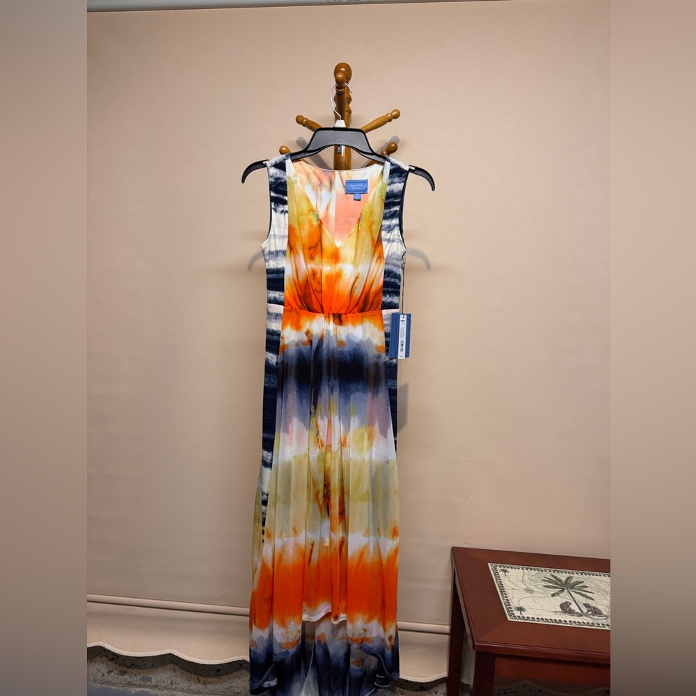 Simply Vera Vera Wang Orange, Blue & Yellow Tie-Dye Maxi Dress New with Tags